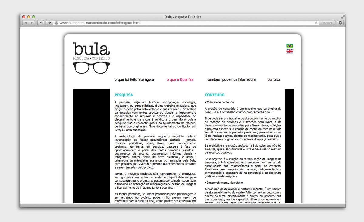 site Bula - página interna